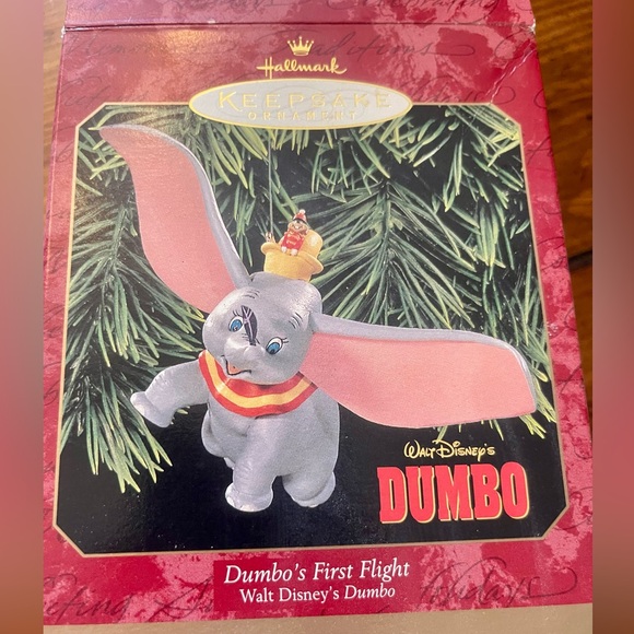 Disney Other - Hallmark - Disney Dumbo Plush with Pink Ears Christmas Ornament